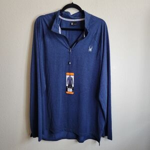 Spyder NWT Men's Navy Long Sleeve 1/4 Zip Moisture Wicking Pullover XXL. Length